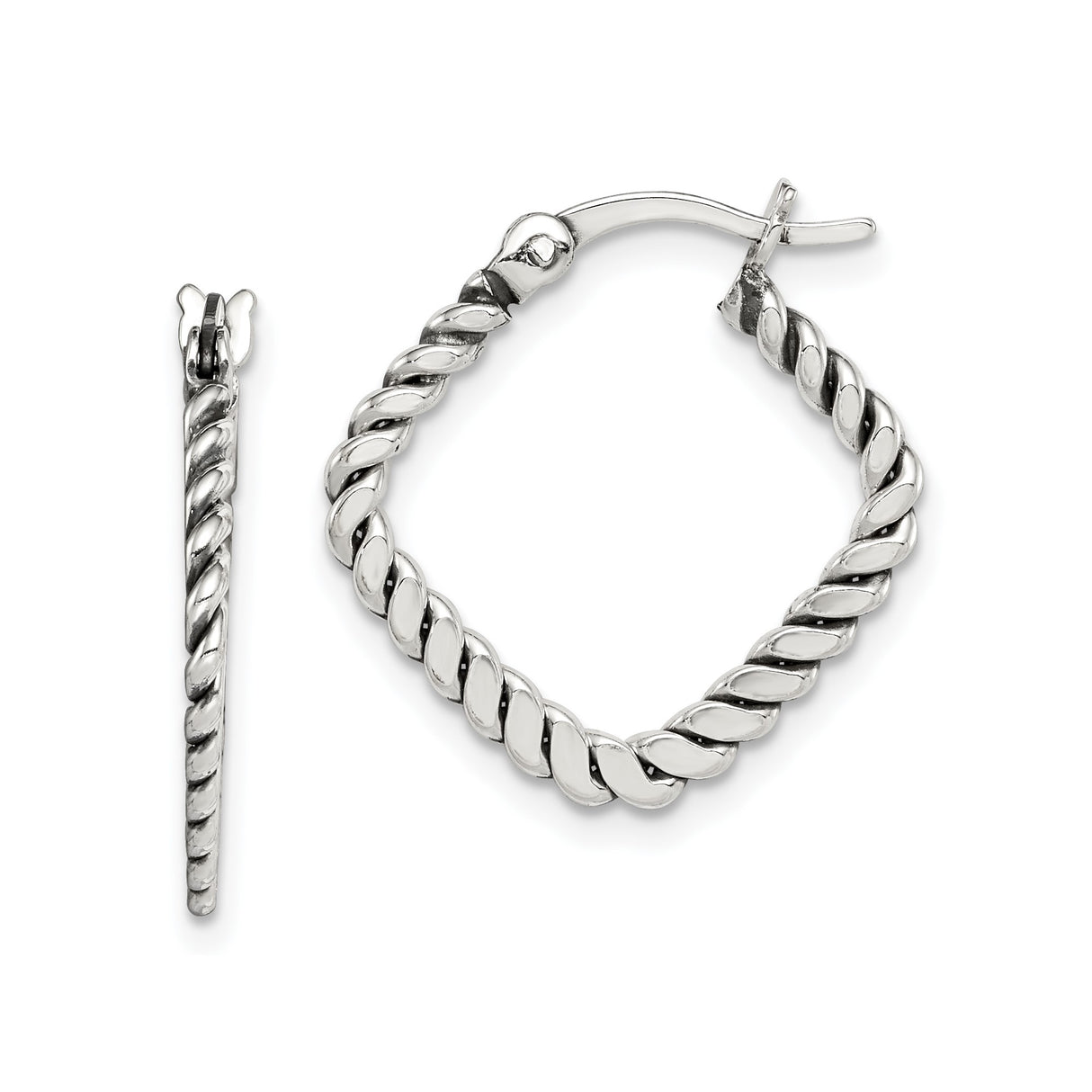 Sterling Silver Twisted Hoop Earrings, Polished Rope Design, Bold Statement Style for Women
