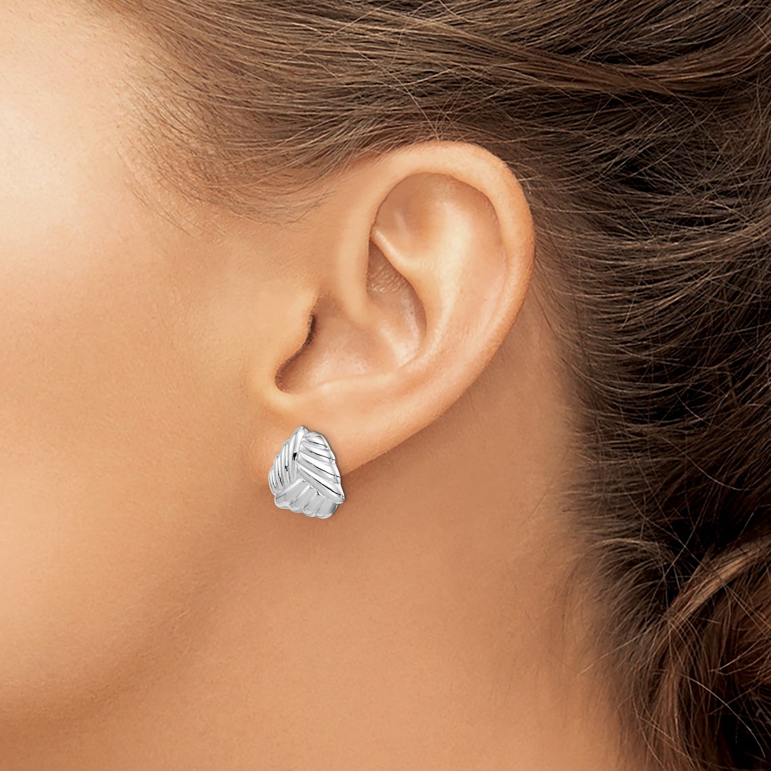Sterling Silver Clip On Earrings with Quilted Leaf Design, Vintage Inspired Statement Jewelry