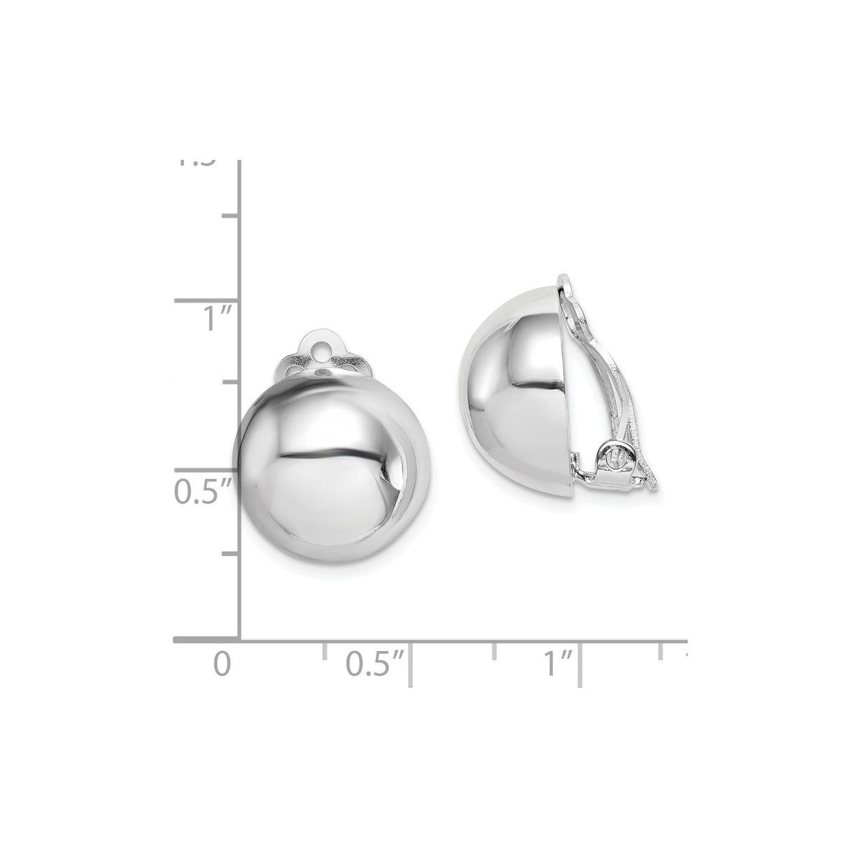 Sterling Silver Clip-On Earrings, Domed Half-Sphere Design with Smooth Rounded Finish for Women