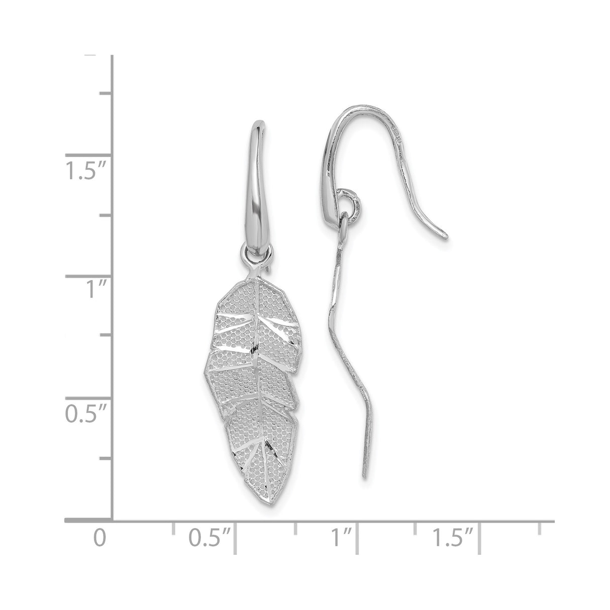 Sterling Silver Leaf Dangle Earrings, Feather Motif, Boho Botanical Style for Women