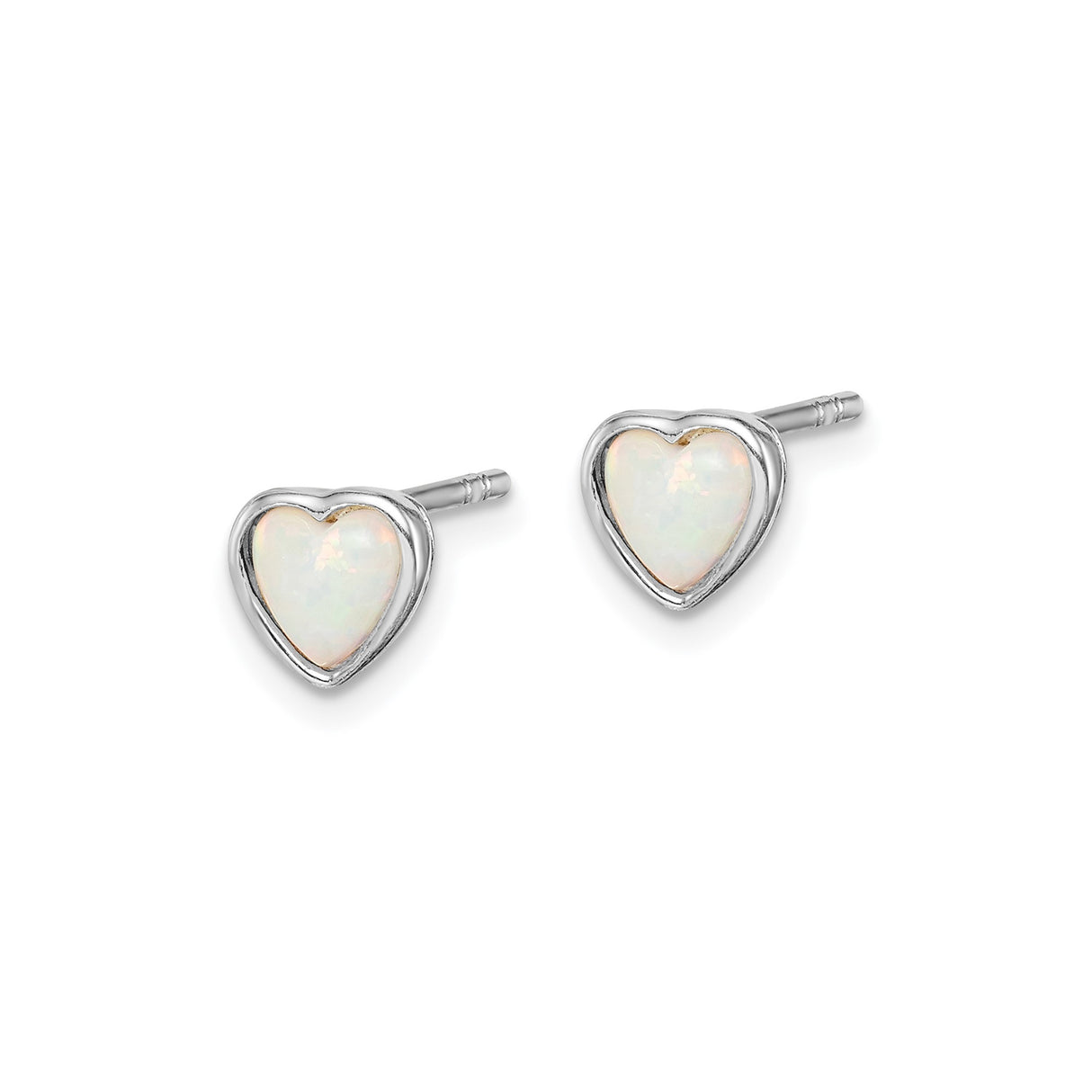 Sterling Silver Heart Stud Earrings with Created Opal Inlay, Romantic Jewelry for Women