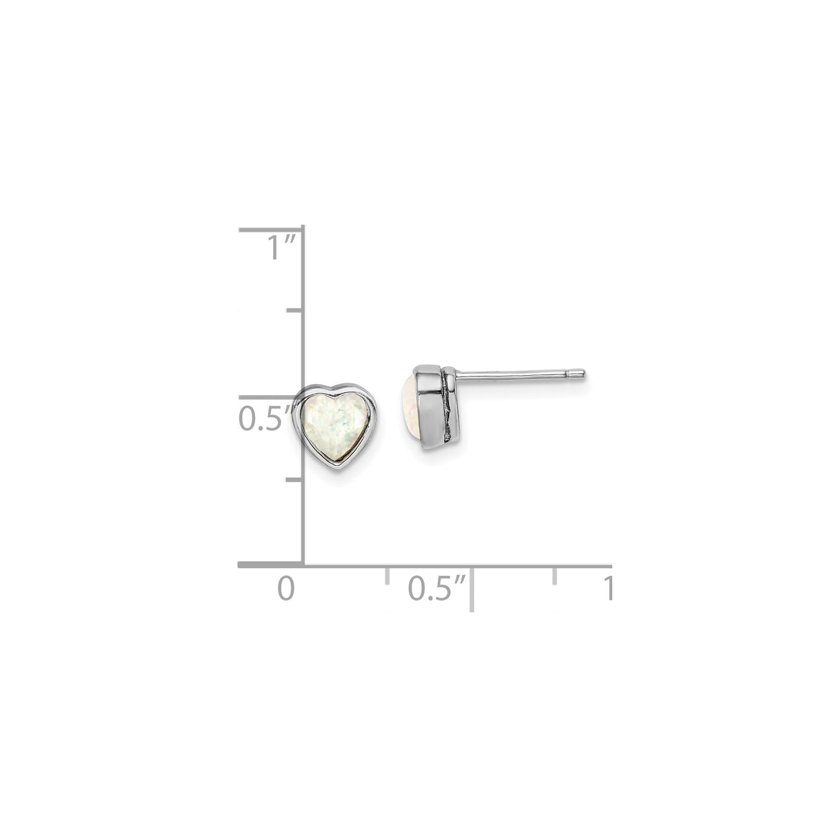 Sterling Silver Heart Stud Earrings with Created Opal Inlay, Romantic Jewelry for Women