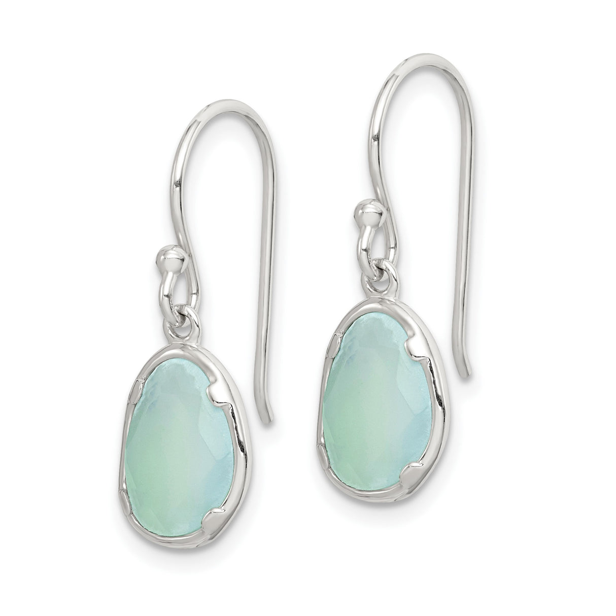 Sterling Silver Drop Earrings with Faceted Aqua Gemstones, Lightweight Minimalist Design