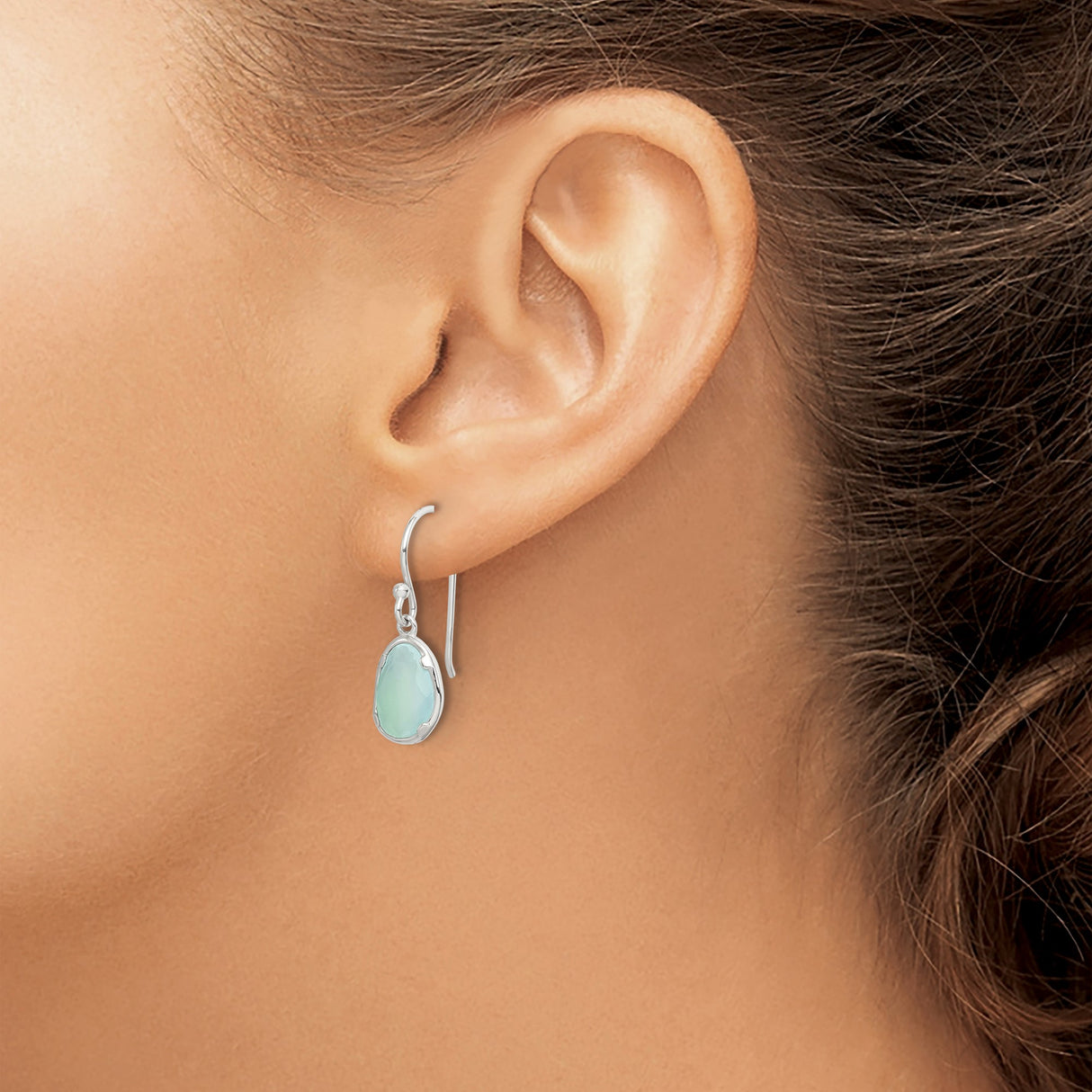 Sterling Silver Drop Earrings with Faceted Aqua Gemstones, Lightweight Minimalist Design