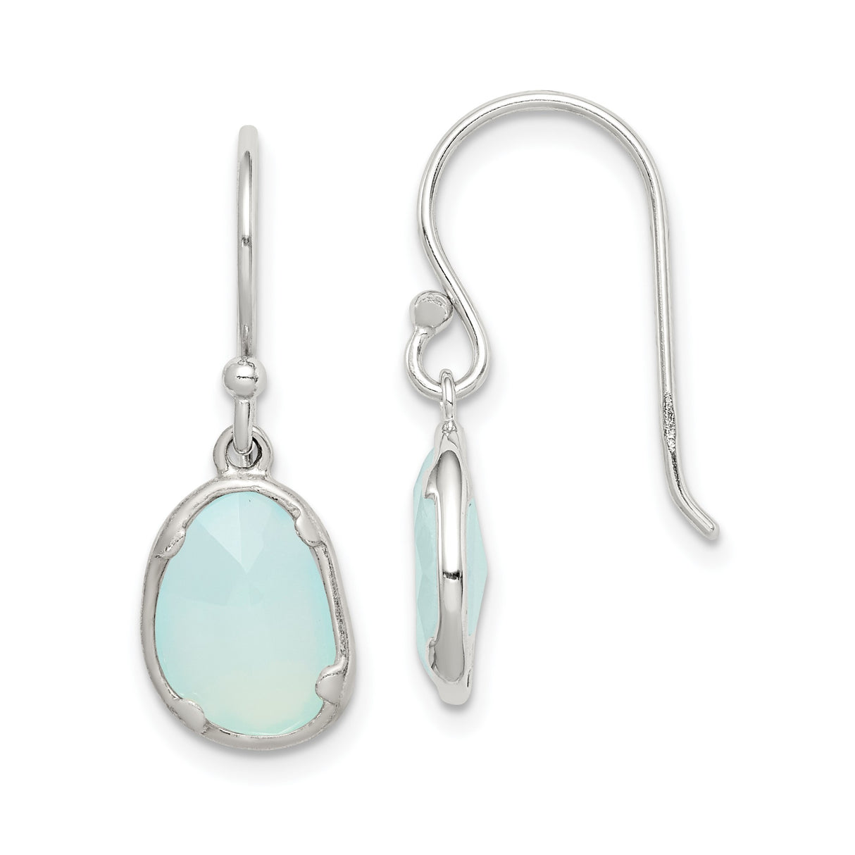 Sterling Silver Drop Earrings with Faceted Aqua Gemstones, Lightweight Minimalist Design