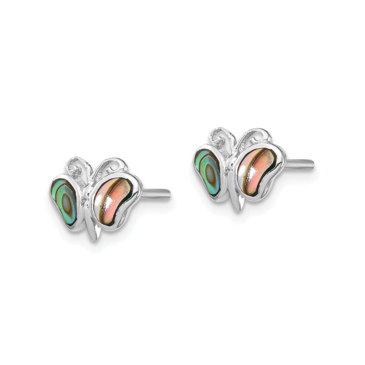 Sterling Silver Butterfly Stud Earrings with Abalone Shell Inlay, Nature Inspired Design