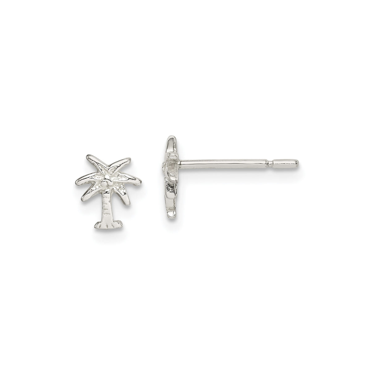 Sterling Silver Palm Tree Stud Earrings, Tropical Coastal Design for Women