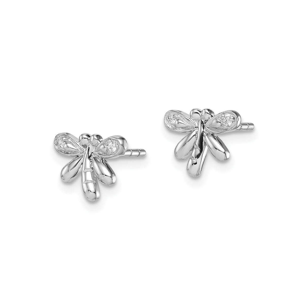 Sterling Silver Dragonfly Stud Earrings with Cubic Zirconia and Delicate Wing Detail
