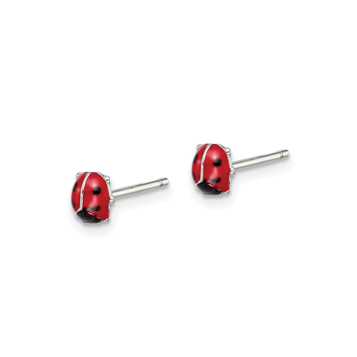 Sterling Silver Ladybug Stud Earrings with Red and Black Enamel, Nature-Inspired Design