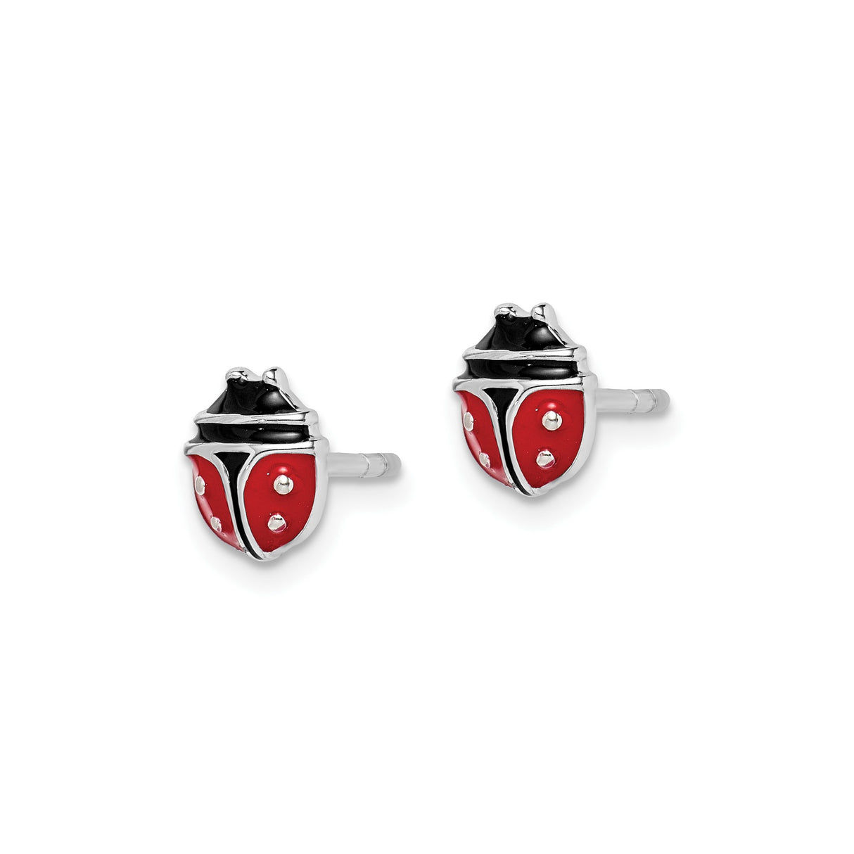 Sterling Silver Ladybug Stud Earrings with Red and Black Enamel, Nature-Inspired Jewelry for Women and Girls