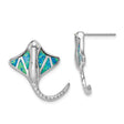 Sterling Silver Stingray Stud Earrings with Created Opal, Ocean Animal Coastal Jewelry