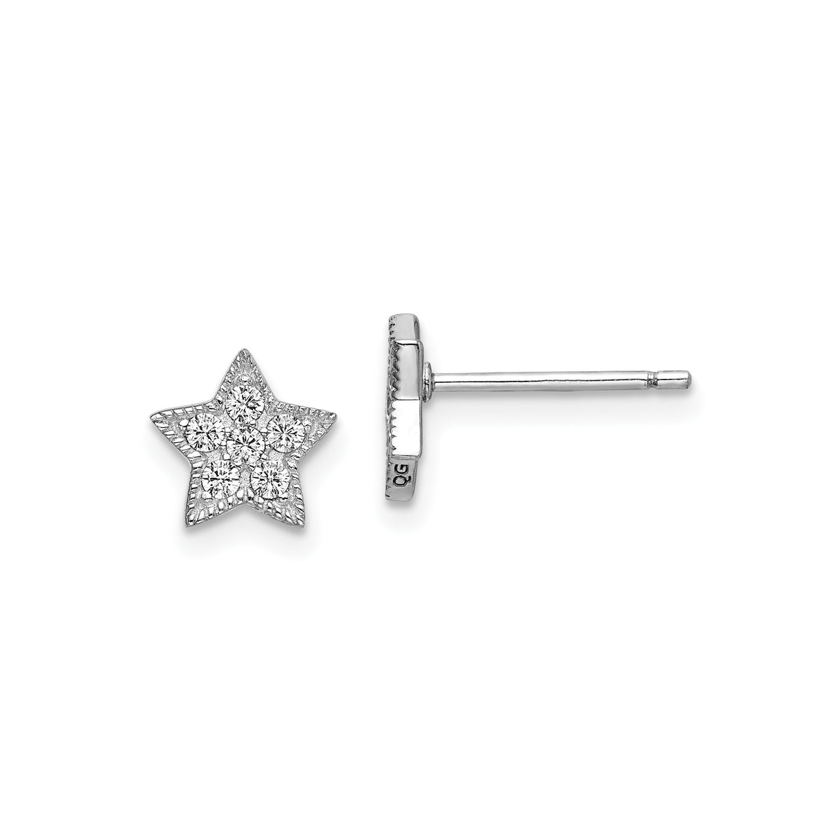 Sterling Silver Celestial Stud Earrings with Cubic Zirconia, Mismatched Moon and Star Design