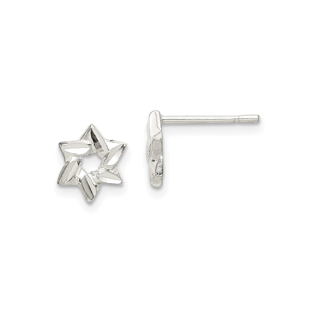 Sterling Silver Star of David Stud Earrings, Openwork Jewish Symbol Design for Women