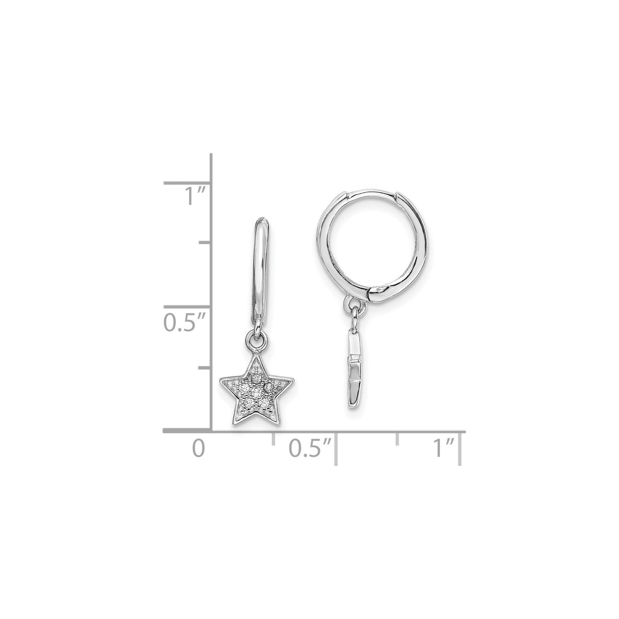 Sterling Silver Star Hoop Earrings with Cubic Zirconia, Celestial Charm Design for Women
