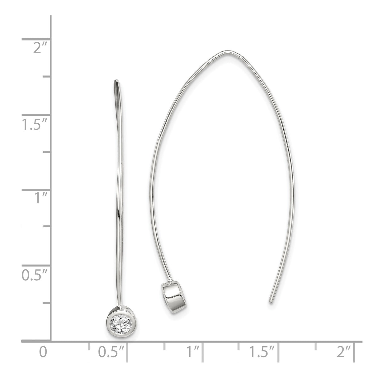 Sterling Silver Threader Earrings with Cubic Zirconia, Modern Linear Drop Design