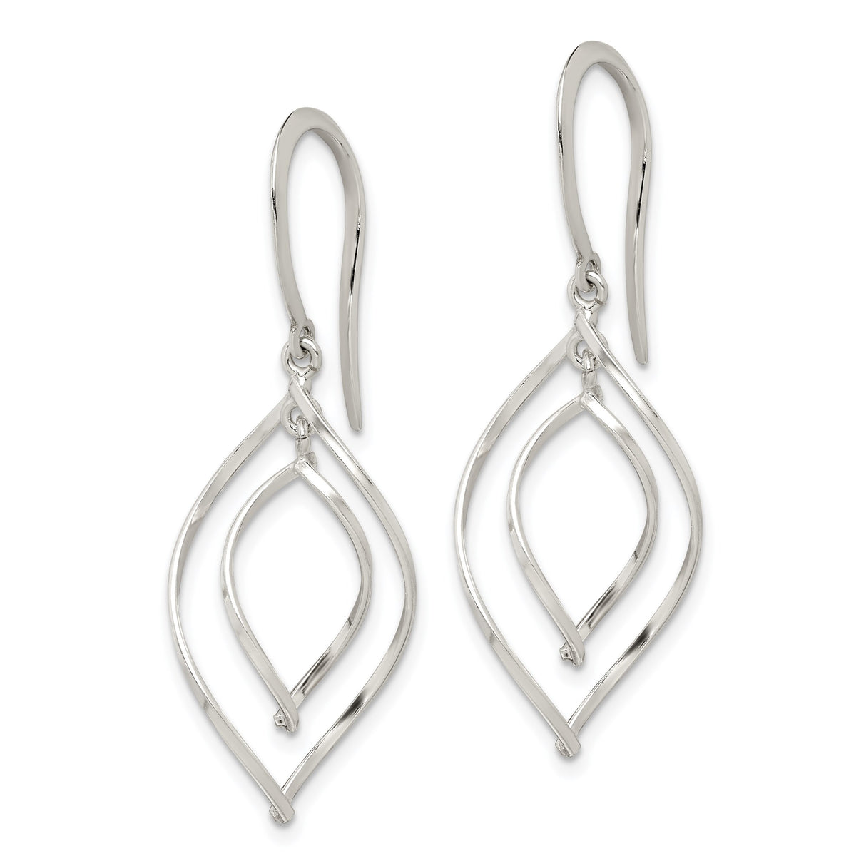 Sterling Silver Dangle Earrings with Twisted Open Teardrop and Infinity Design