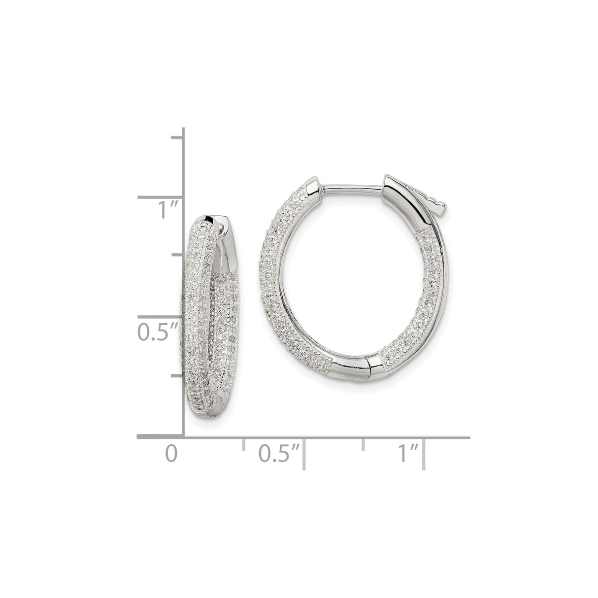 Sterling Silver Hoop Earrings with Triple Row Pavé Cubic Zirconia, Modern Lightweight Statement Style