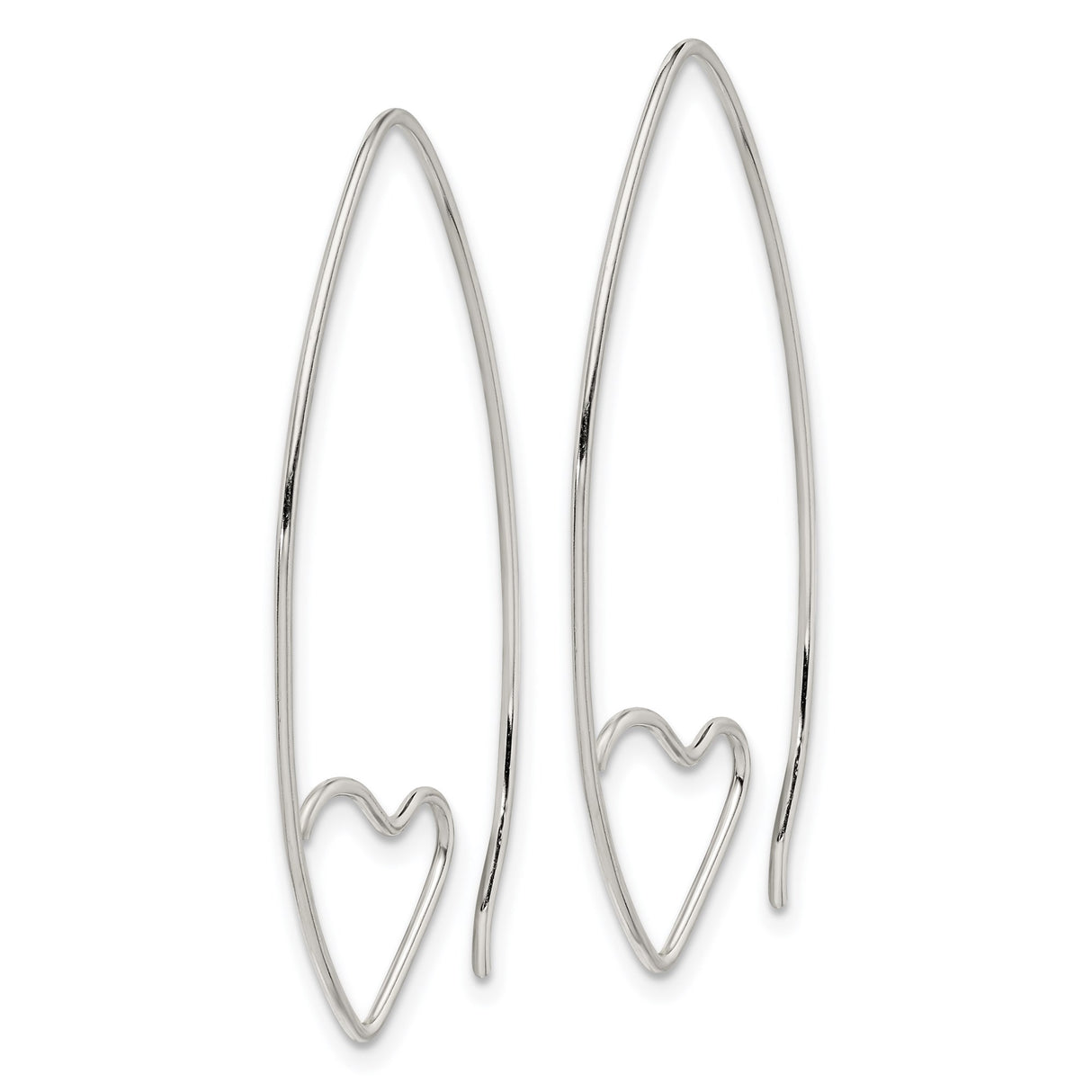Sterling Silver Fish Hook Earrings with Open Ichthys Heart Design, Religious Dangle Style
