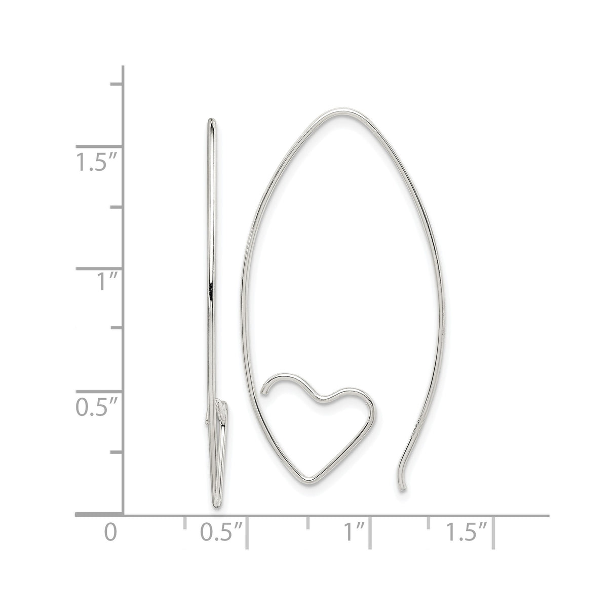 Sterling Silver Fish Hook Earrings with Open Ichthys Heart Design, Religious Dangle Style