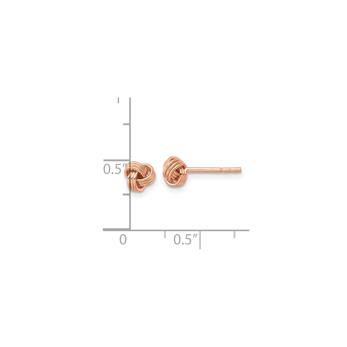 Sterling Silver Love Knot Stud Earrings, Rose Plated Intertwined Eternal Love Design