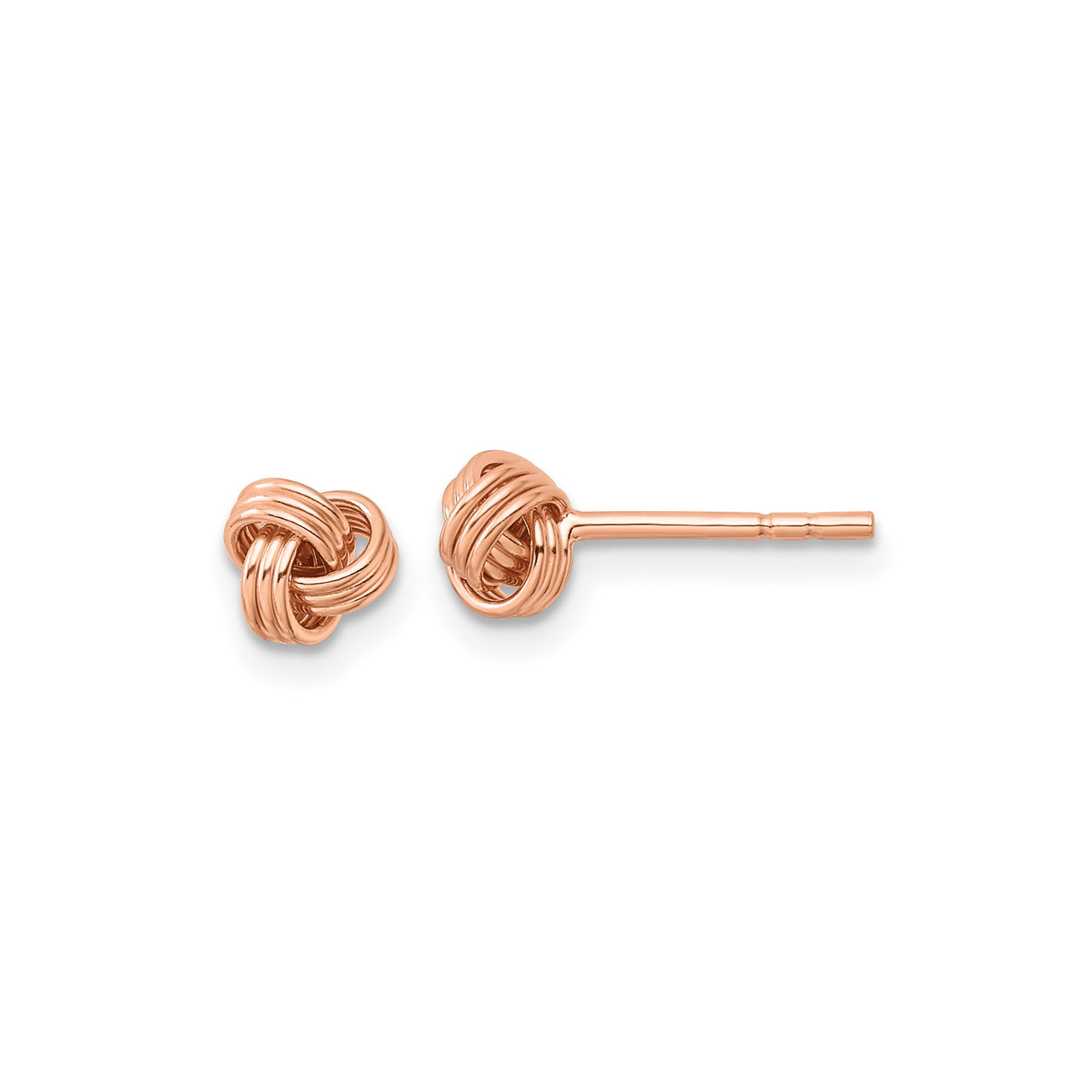 Sterling Silver Love Knot Stud Earrings, Rose Plated Intertwined Eternal Love Design