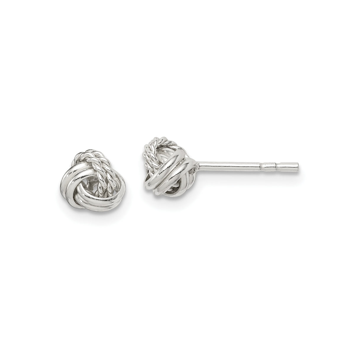 Sterling Silver Love Knot Stud Earrings with Twisted Metal Strands, Symbol of Unity