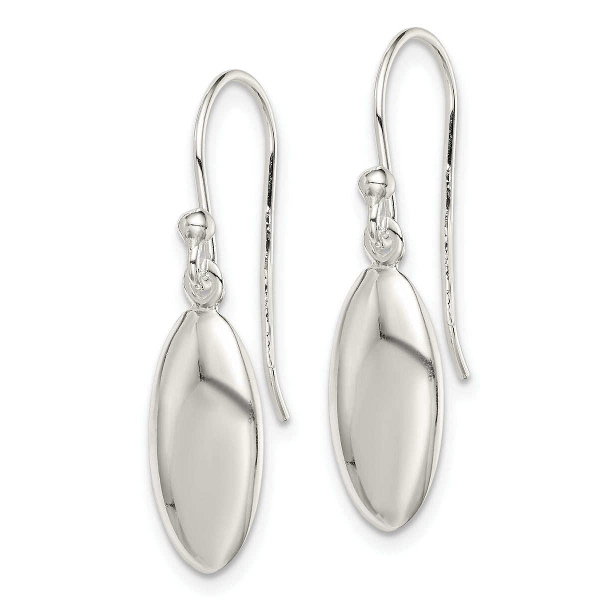 Sterling Silver Drop Earrings with French Hooks, Lightweight Modern Oval Dangles