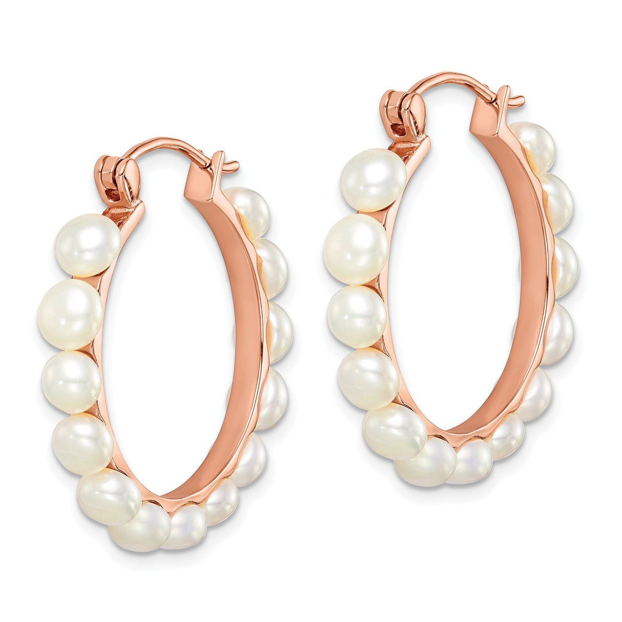 Sterling Silver Hoop Earrings with White Freshwater Pearls, Classic Feminine Design