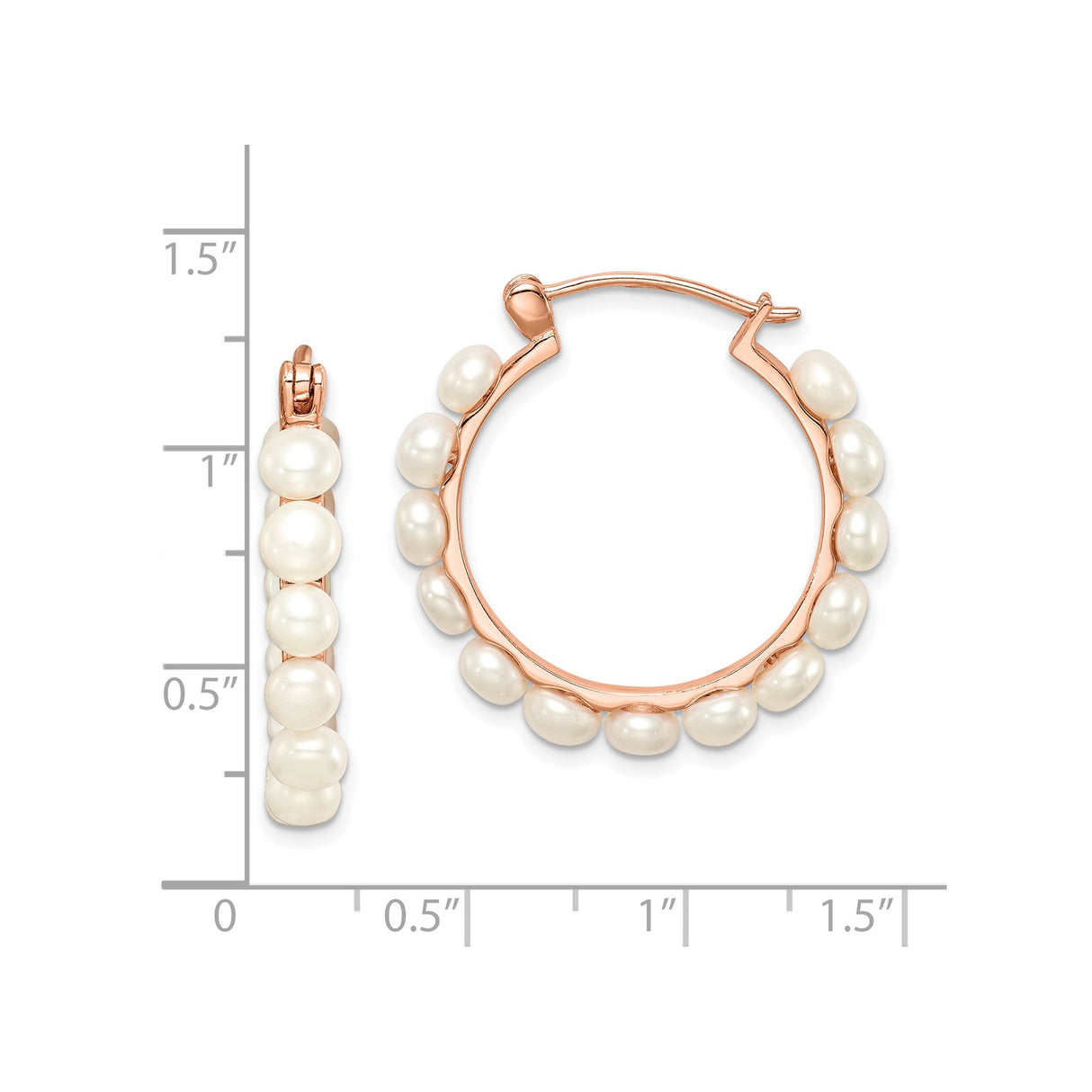 Sterling Silver Hoop Earrings with White Freshwater Pearls, Classic Feminine Design