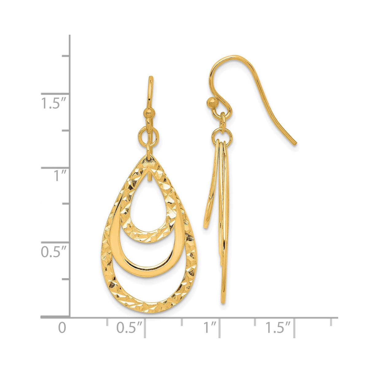 Sterling Silver Triple Teardrop Dangle Earrings, Textured and Polished Geometric Design