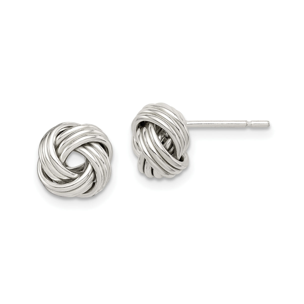 Sterling Silver Love Knot Stud Earrings with Intertwined Knot Symbolizing Unity and Eternal Love