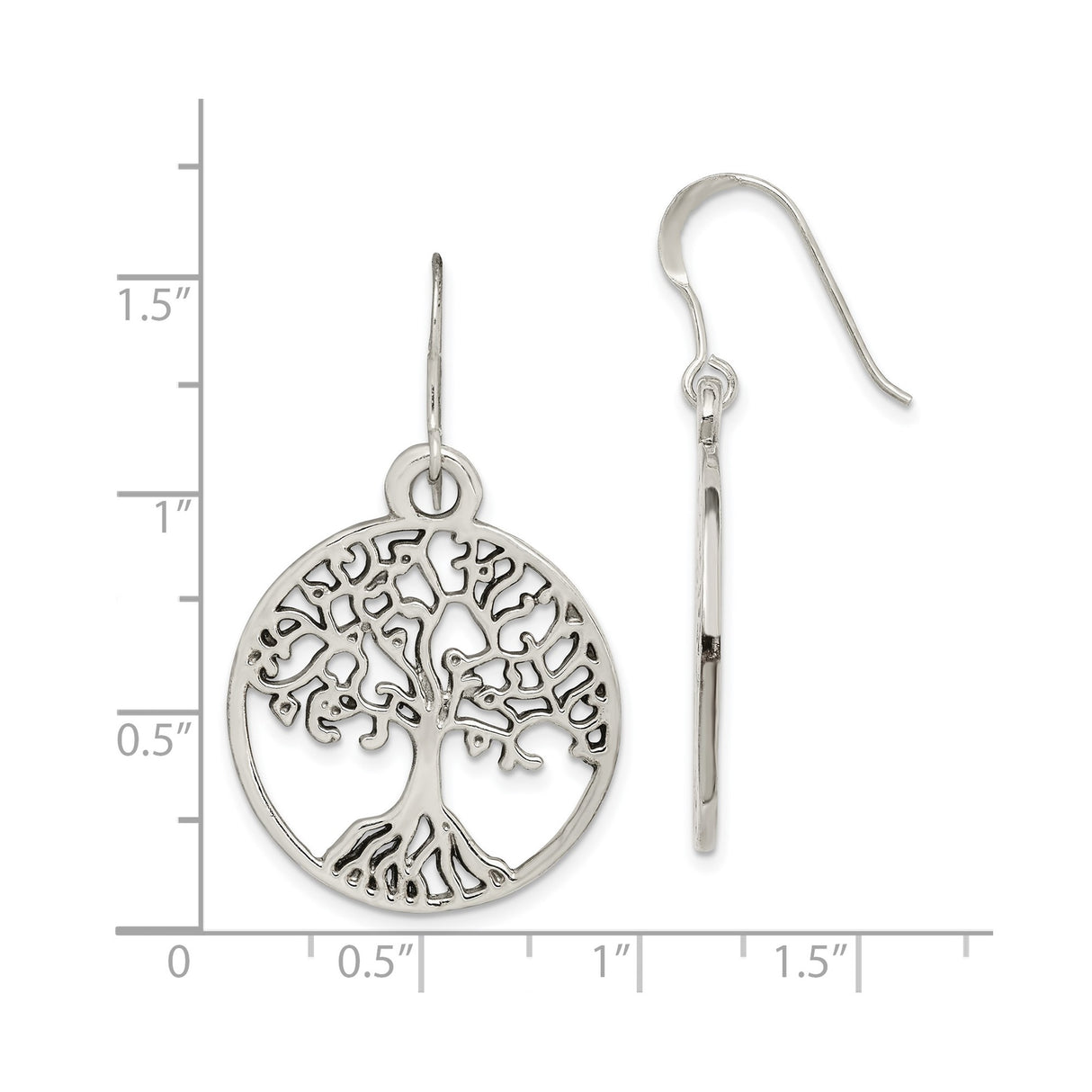 Sterling Silver Dangle Earrings with Tree of Life Cutout Design, Nature Inspired Celtic Jewelry