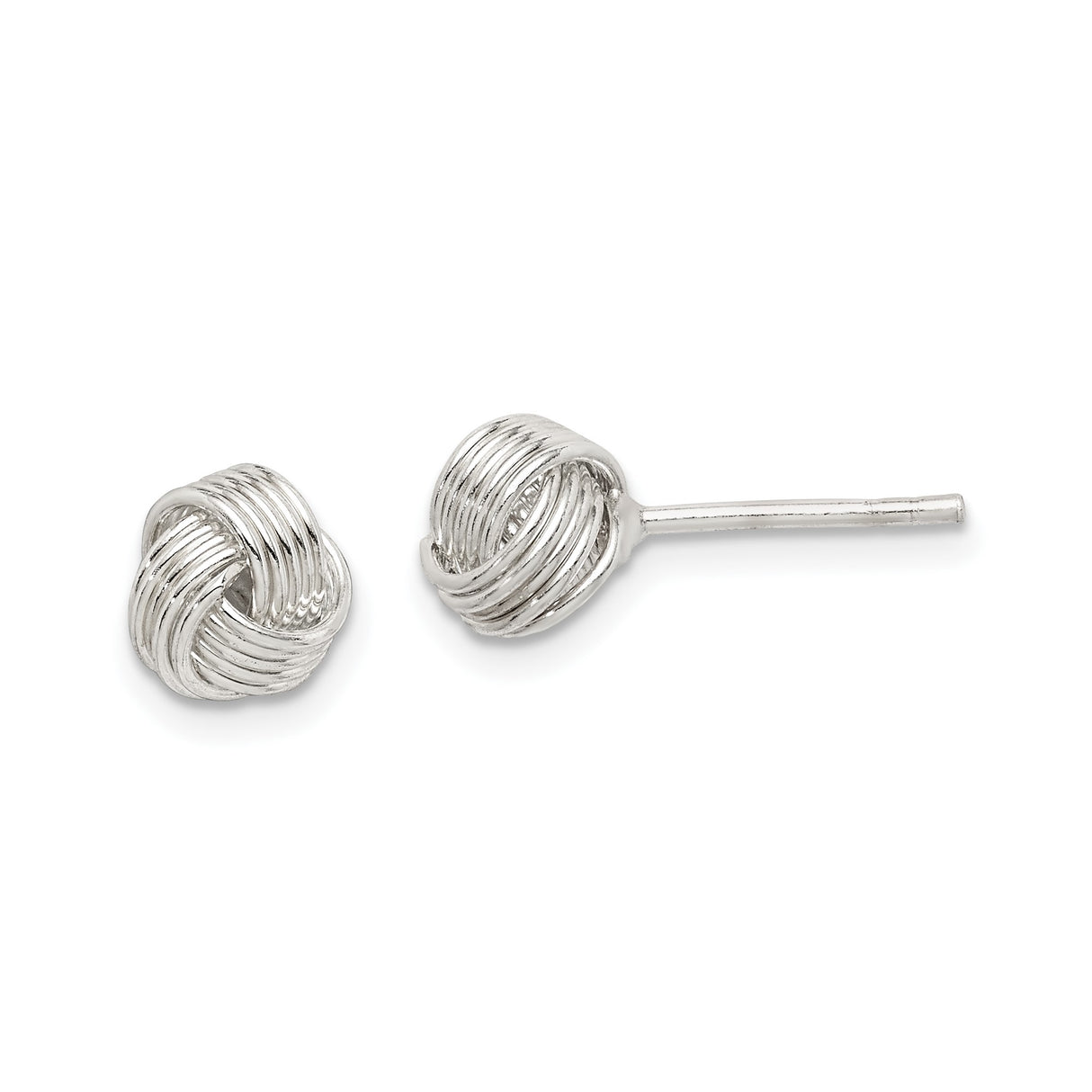 Sterling Silver Love Knot Stud Earrings with Woven Rope Design