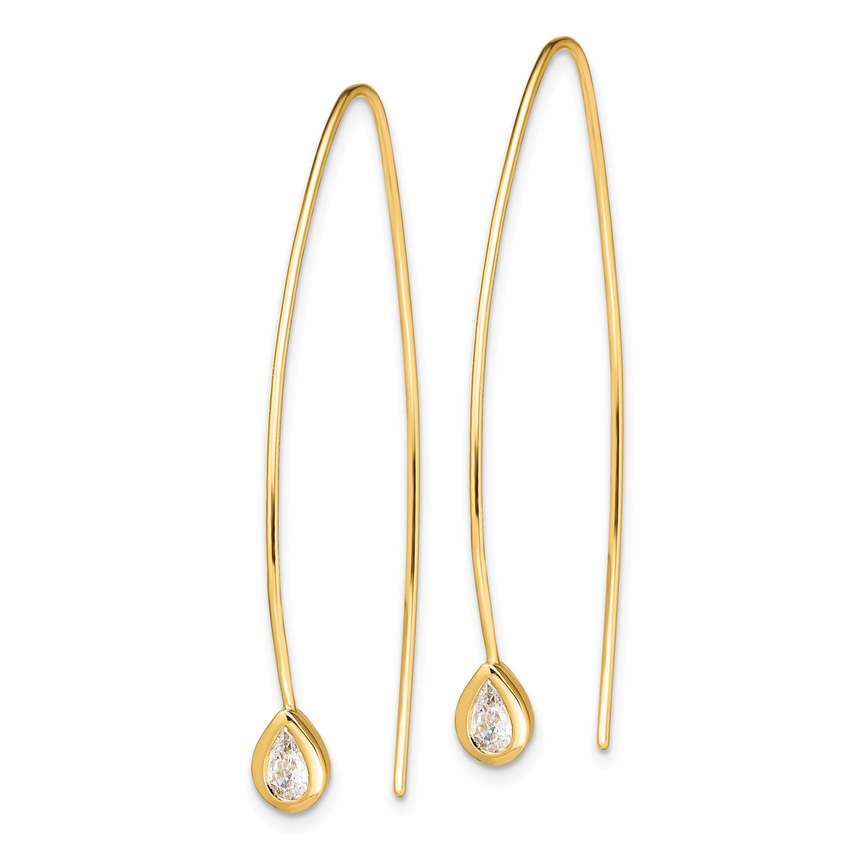 Sterling Silver Threader Earrings with Cubic Zirconia, Teardrop Long Dangle Style for Women