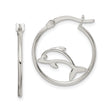 Sterling Silver Dolphin Hoop Earrings with Openwork Design, Nautical Marine Theme for Women and Girls