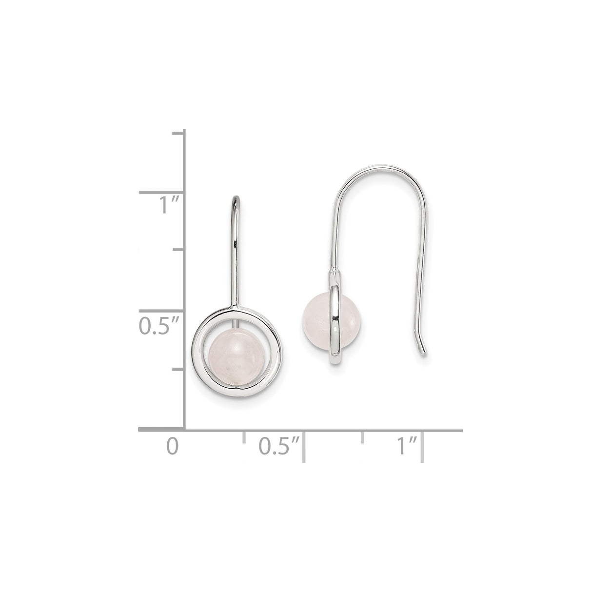 Sterling Silver Dangle Earrings with Chalcedony, Minimalist Circle Design for Women