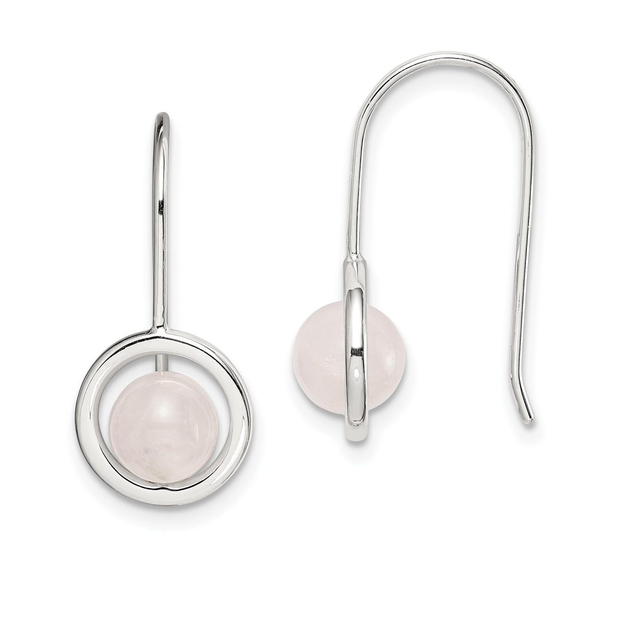 Sterling Silver Dangle Earrings with Chalcedony, Minimalist Circle Design for Women