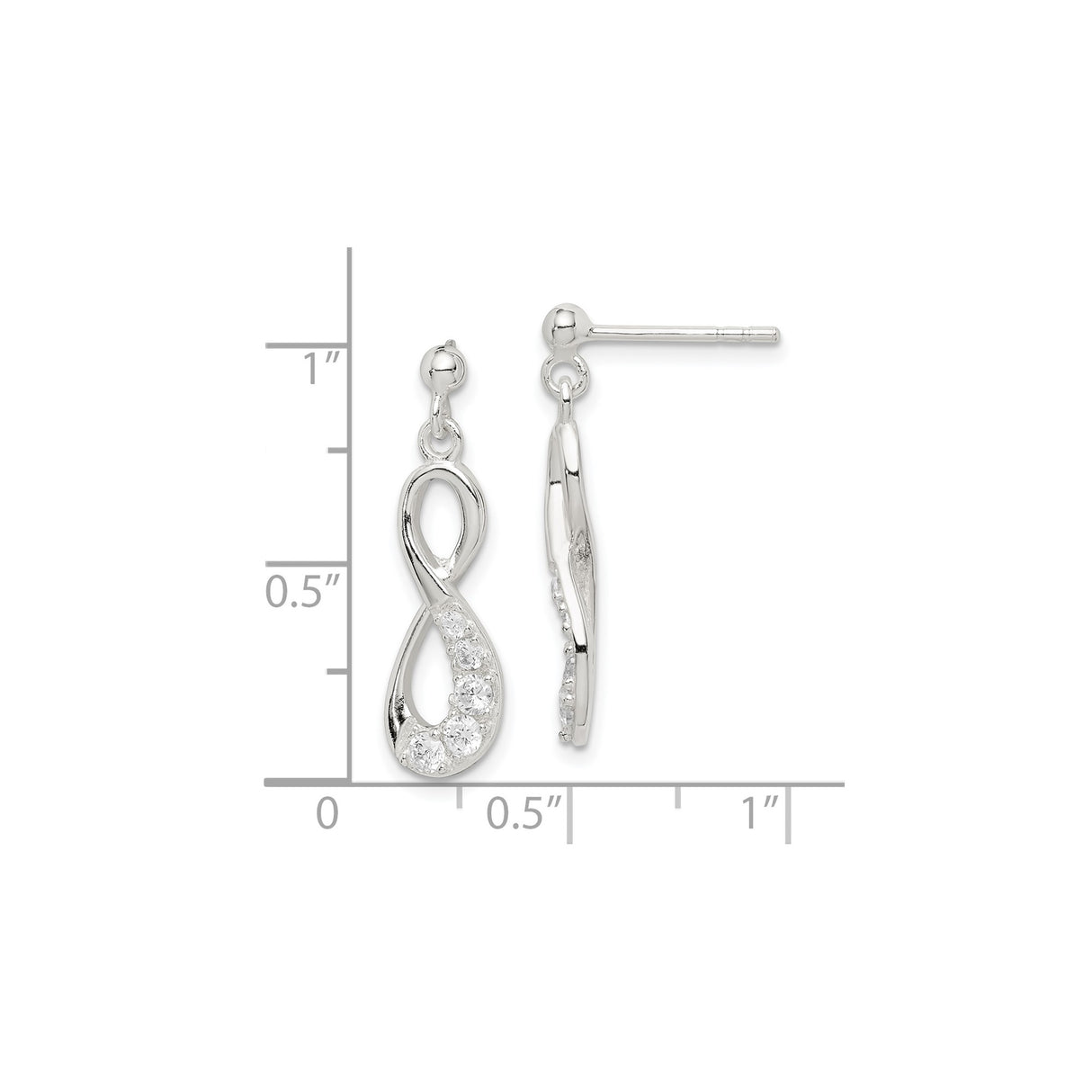 Sterling Silver Drop Earrings with Cubic Zirconia, Infinity Symbol Design for Women