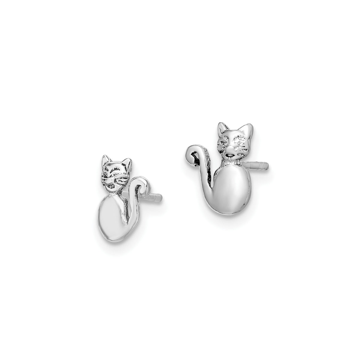 Sterling Silver Cat Silhouette Stud Earrings, Whimsical Feline Design for Women or Girls