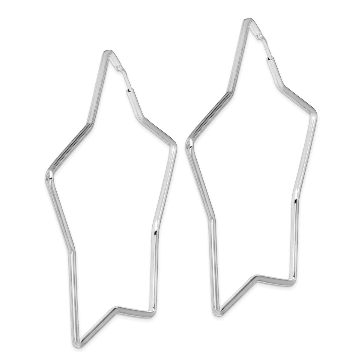 Sterling Silver Star Hoop Earrings, Modern Five-Point Star Outline, Lightweight Minimalist Design