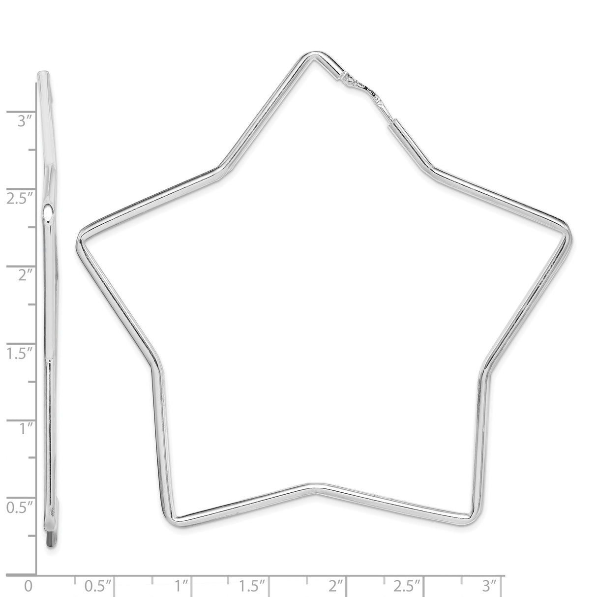 Sterling Silver Star Hoop Earrings, Modern Five-Point Star Outline, Lightweight Minimalist Design