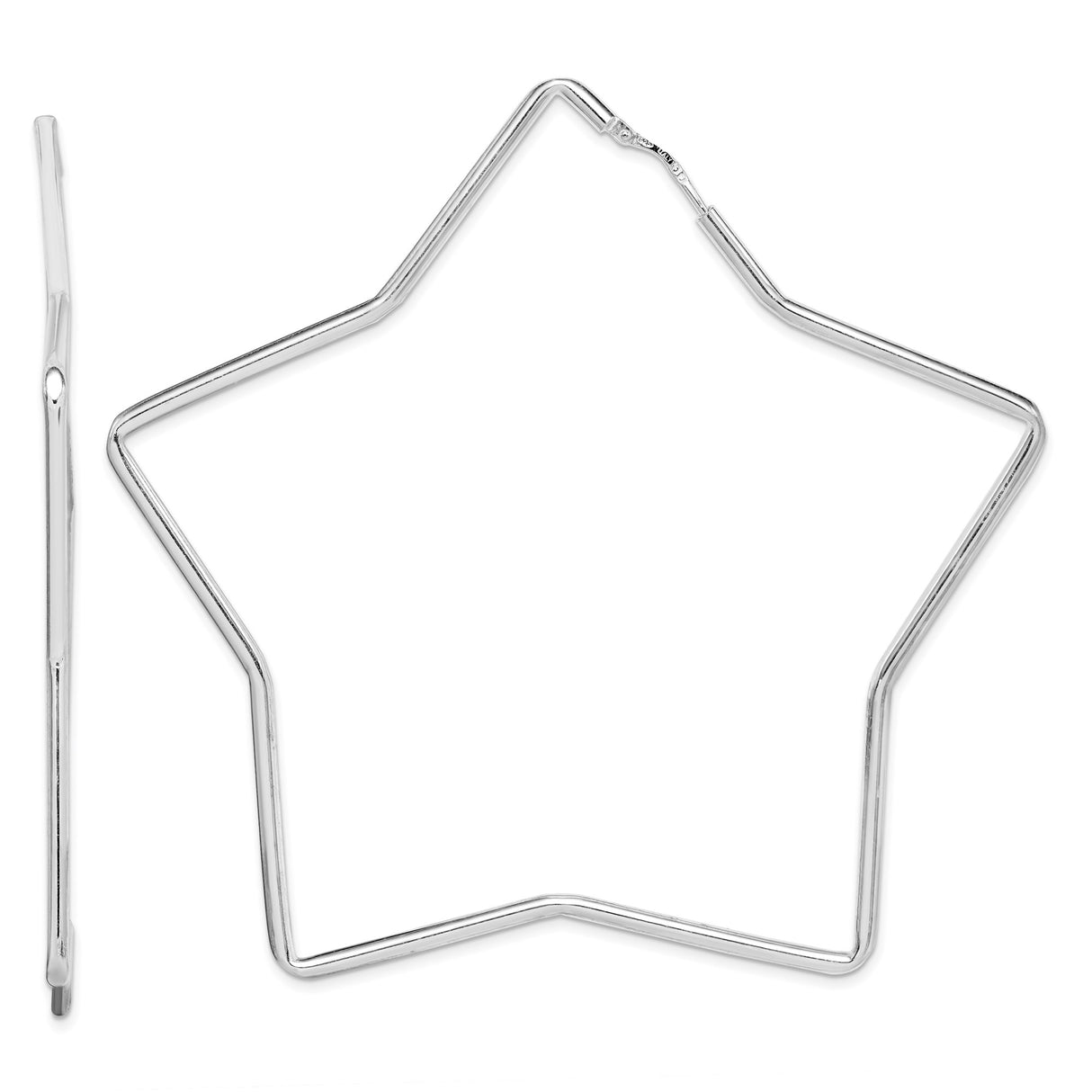 Sterling Silver Star Hoop Earrings, Modern Five-Point Star Outline, Lightweight Minimalist Design