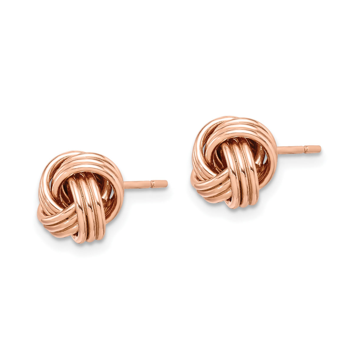Sterling Silver Love Knot Stud Earrings, Rose Gold Plated, Intertwined Symbol of Eternal Love
