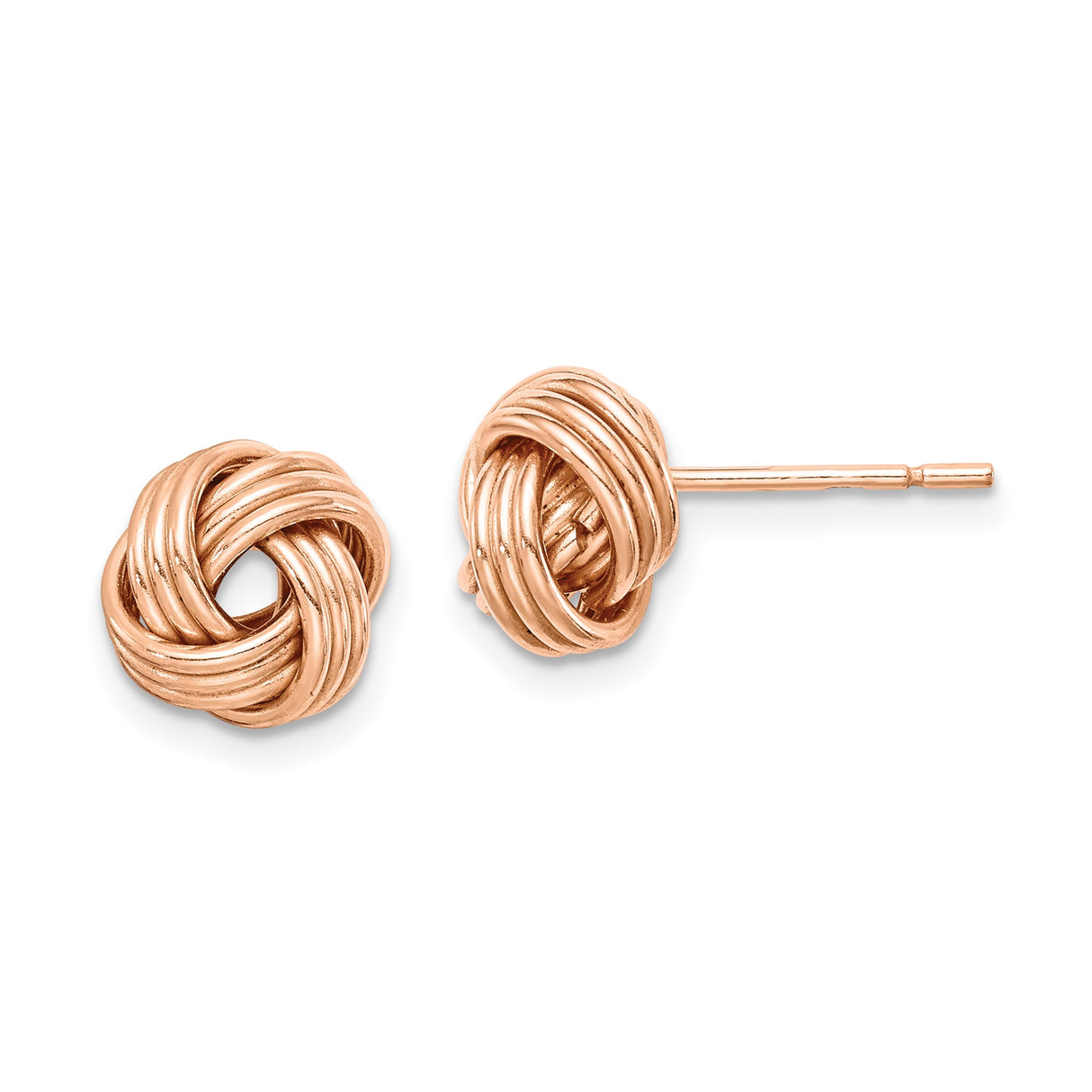 Sterling Silver Love Knot Stud Earrings, Rose Gold Plated, Intertwined Symbol of Eternal Love
