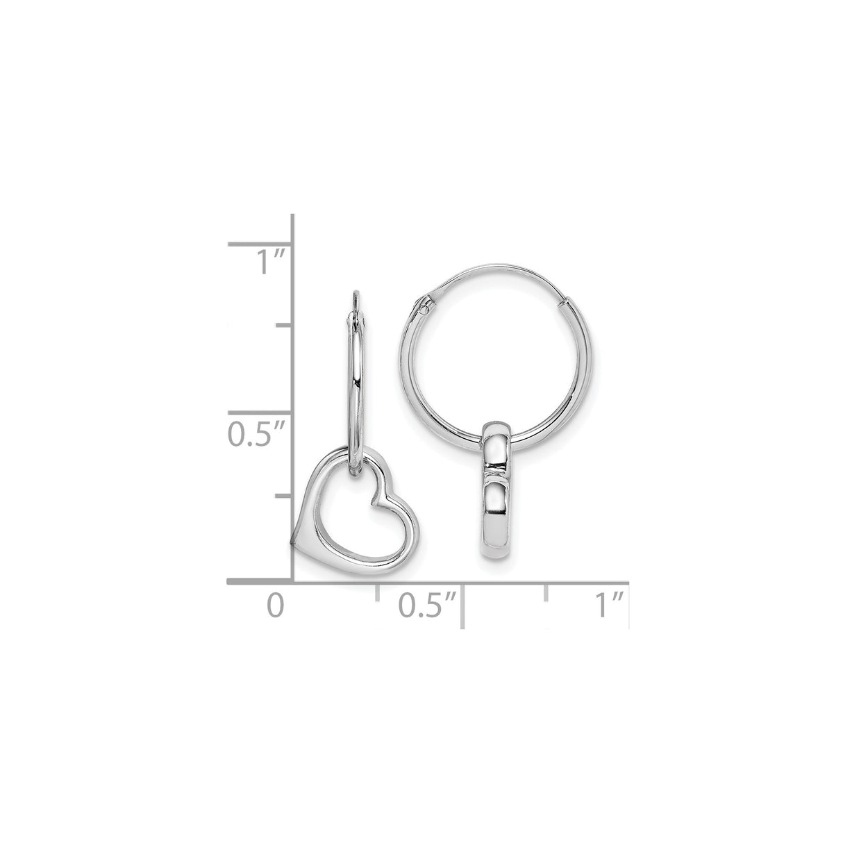 Sterling Silver Heart Hoop Earrings with Open Heart Charms, Minimalist Romantic Style for Women