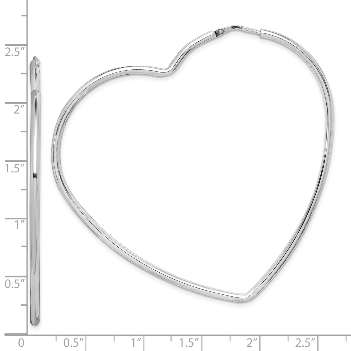 Sterling Silver Heart Shaped Hoop Earrings with Sleek Minimalist Design for Women