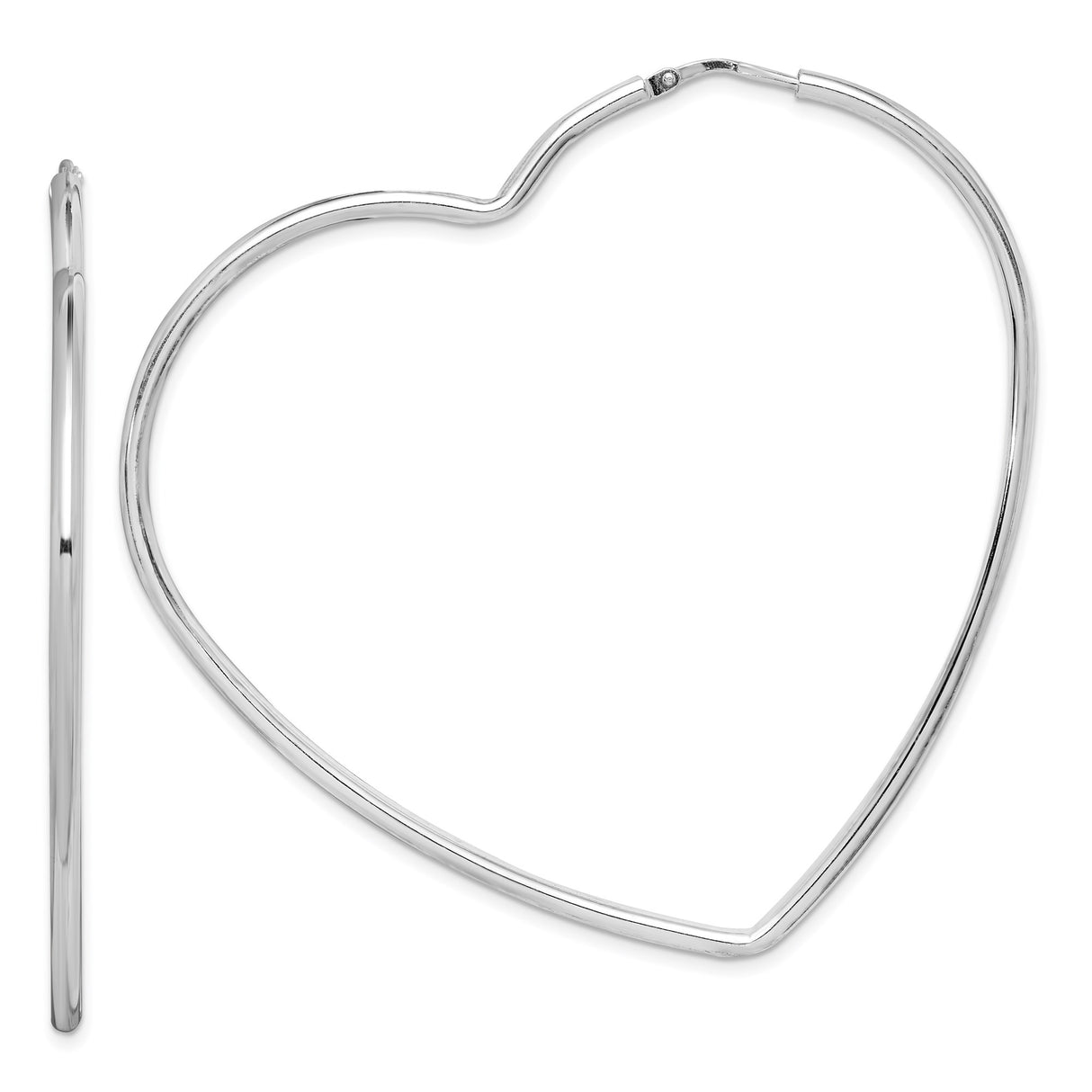 Sterling Silver Heart Shaped Hoop Earrings with Sleek Minimalist Design for Women