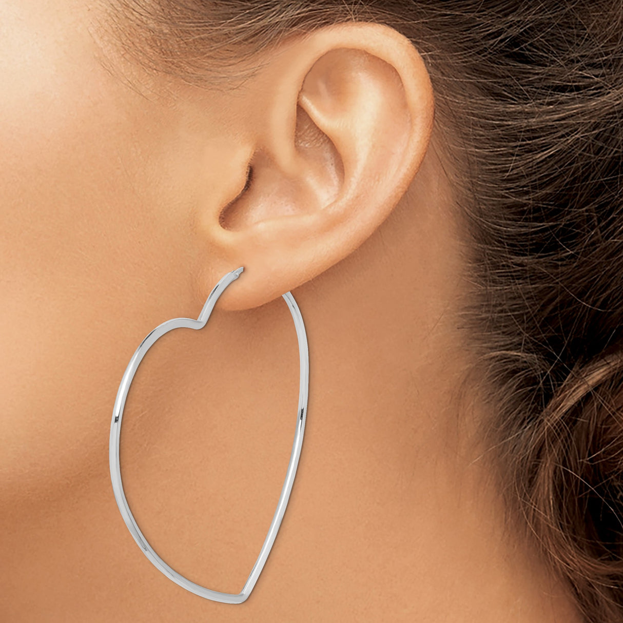 Sterling Silver Heart Shaped Hoop Earrings, Lightweight Open Heart Design for Women