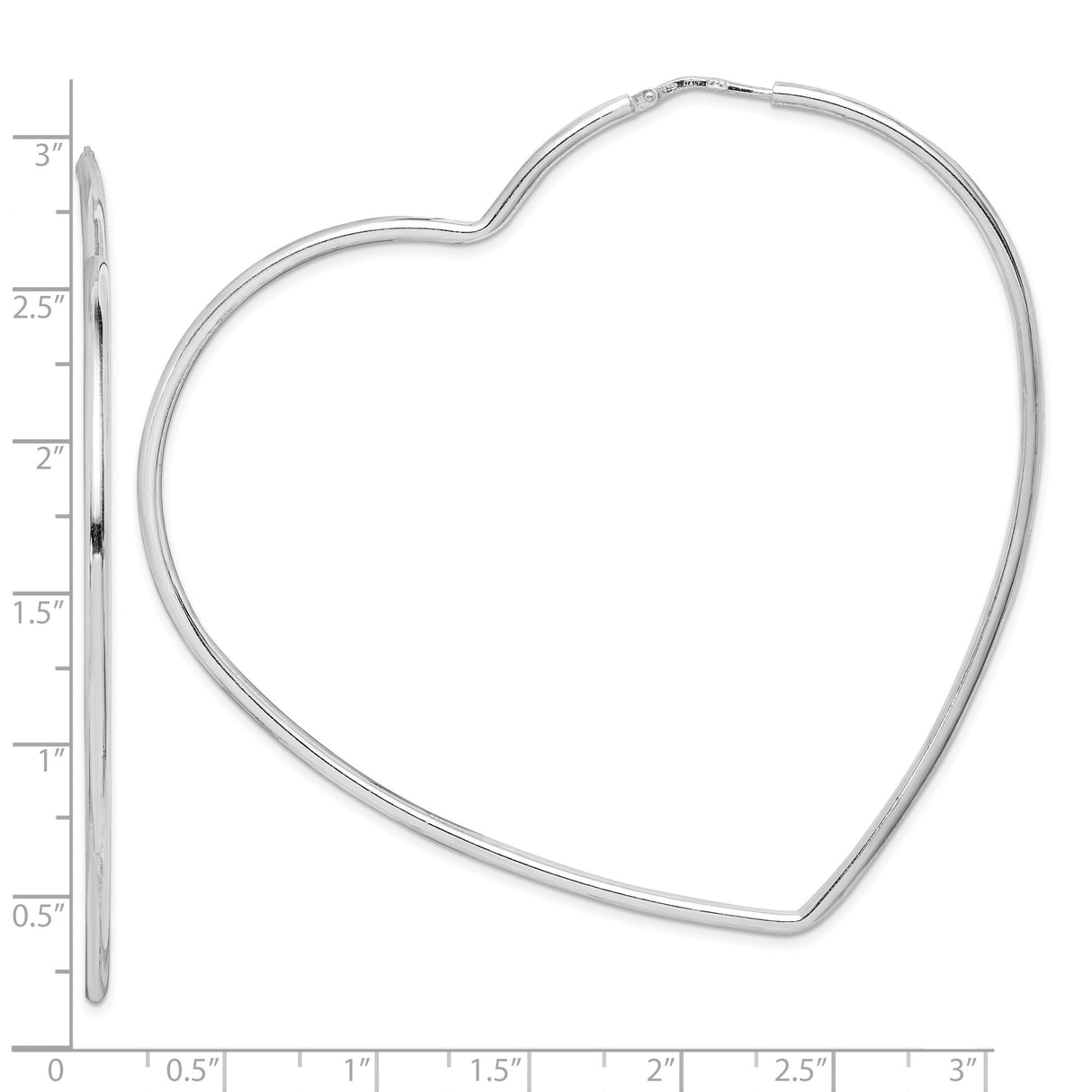 Sterling Silver Heart Shaped Hoop Earrings, Lightweight Open Heart Design for Women