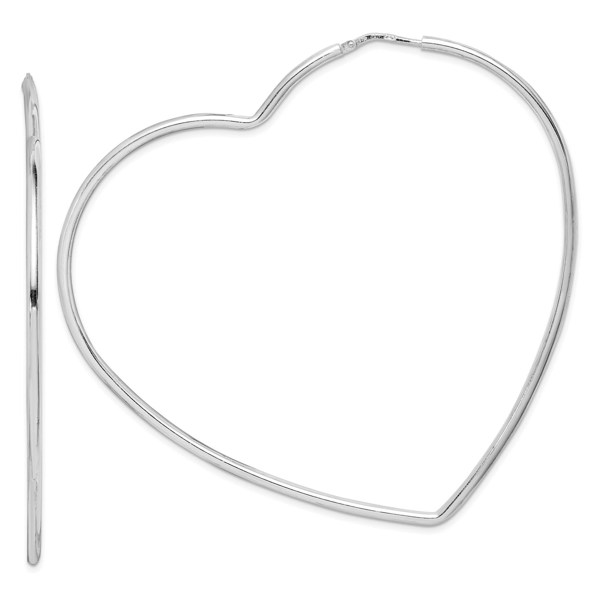Sterling Silver Heart Shaped Hoop Earrings, Lightweight Open Heart Design for Women